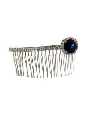Silver Hair Comb with Deep Blue Crystal Accent 3.5”FINAL PRICE DROP